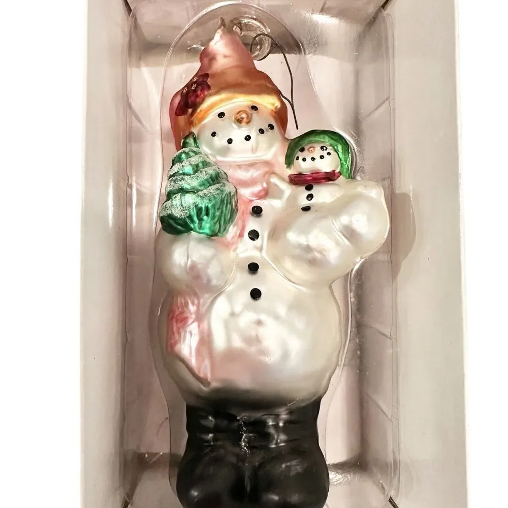Vintage Department 56 Snowman Blown Mercury Glass‎ Ornament 7